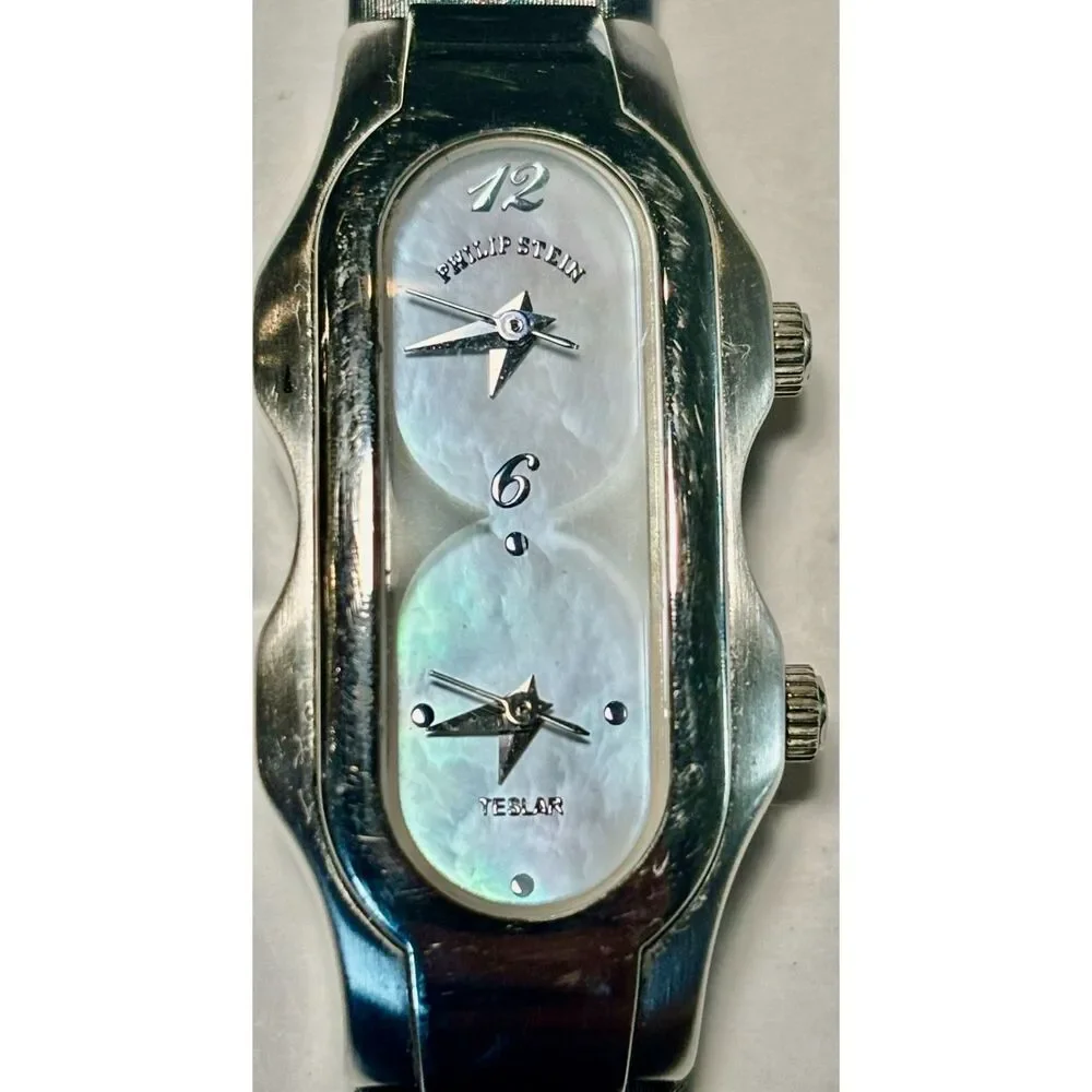 Philip Stein Teslar Mother of Pearl Dual Time Watch